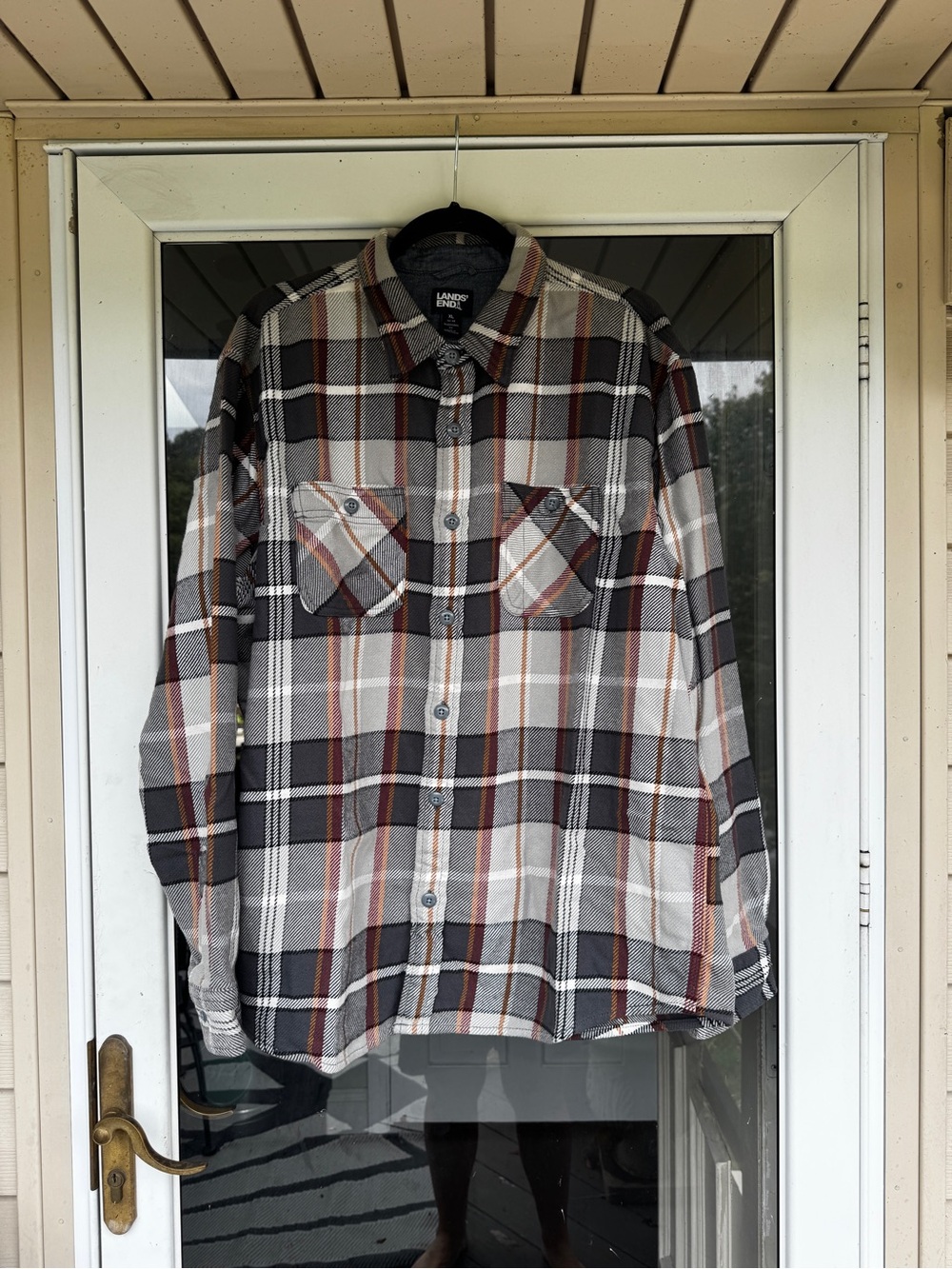 Lands' End Men’s Plaid Flannel Shirt XL (46-48) Traditional Fit